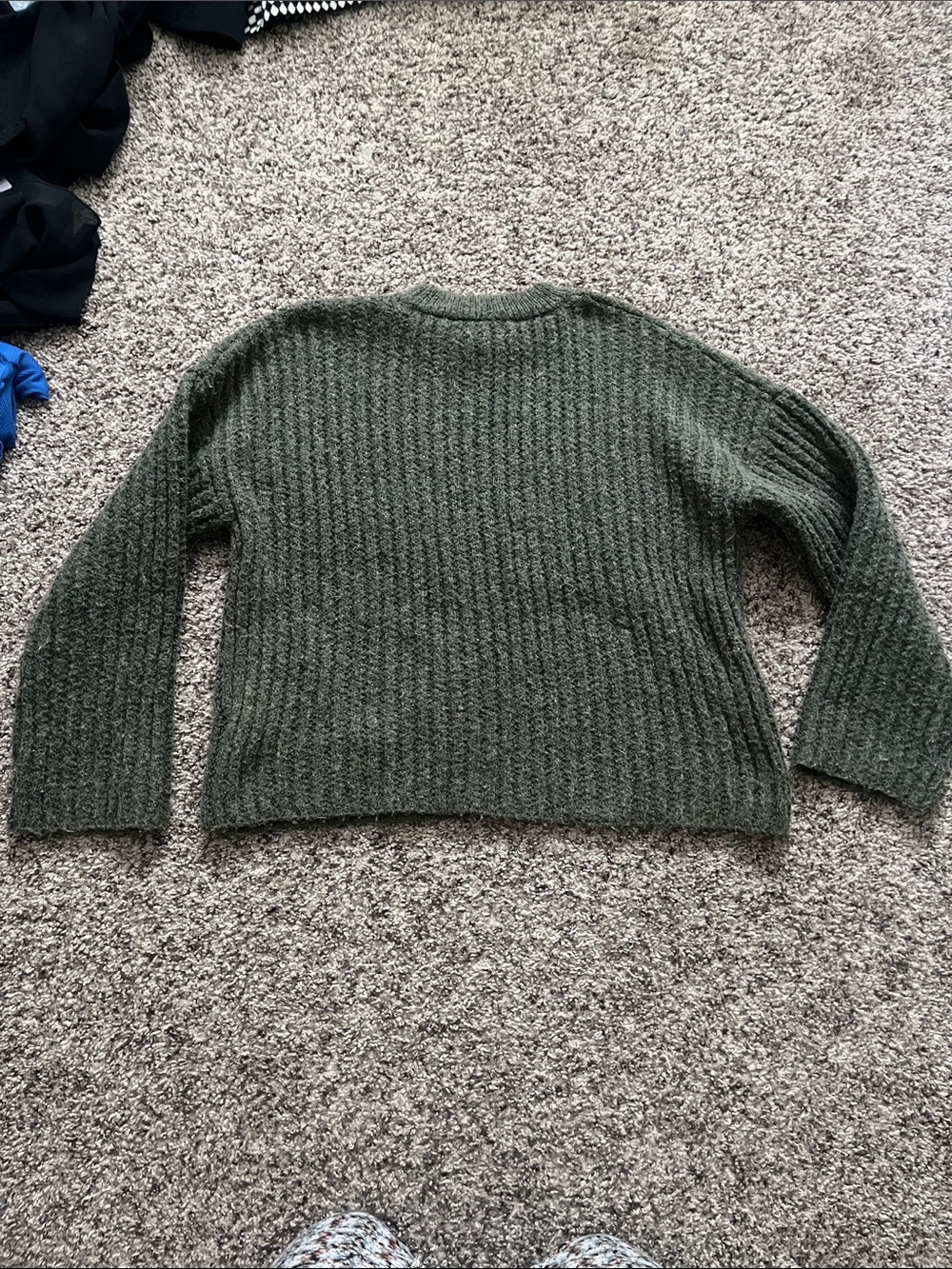 Topshop Olive Ribbed Crew Sweater - Picture 2 of 9